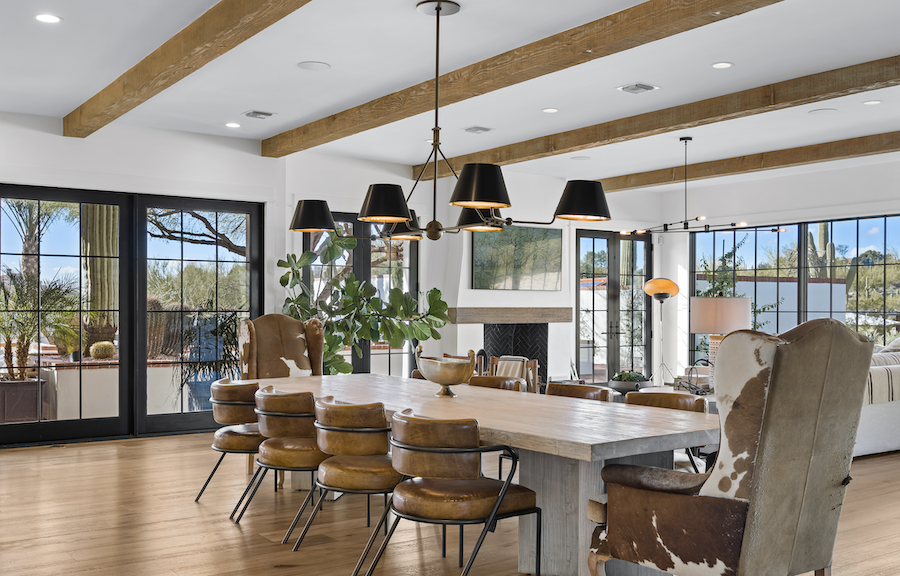 Dining space and living room in Saguaro Serenity, a 2023 BALA winner