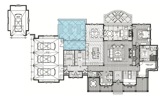 Floor plan for a 2023 BALA-winning home that includes an enclosed breezeway for gardening.