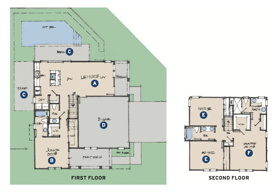 Floor plan for a detached starter homes designed by Dawn Michele Evans 