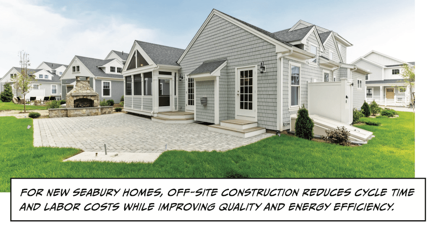 Single-family detached houses built by New Seabury Homes using off-site construction methods