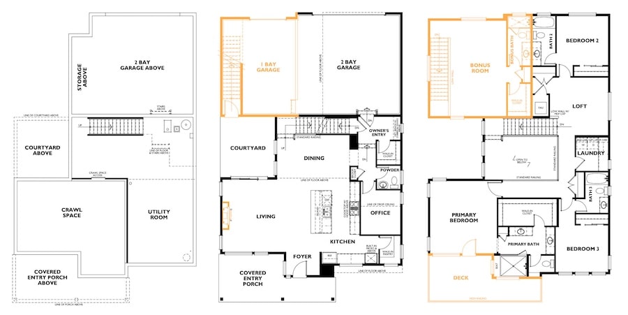 Floor plan with garage options