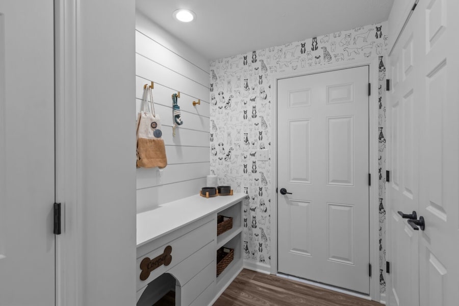 Dog room at family entry