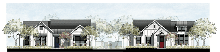 Elevation renderings for the Duplex Cluster design by DTJ Design.