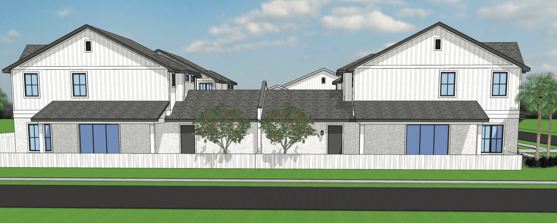 Elevation of design for tandem duplex homes