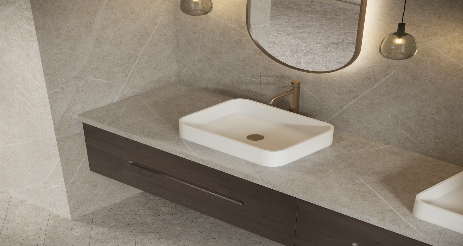 Bathroom vanity with Cosentino's Dekton Pietra stone