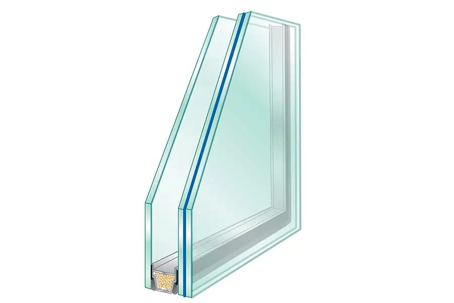 Dual-pane window with laminated glass