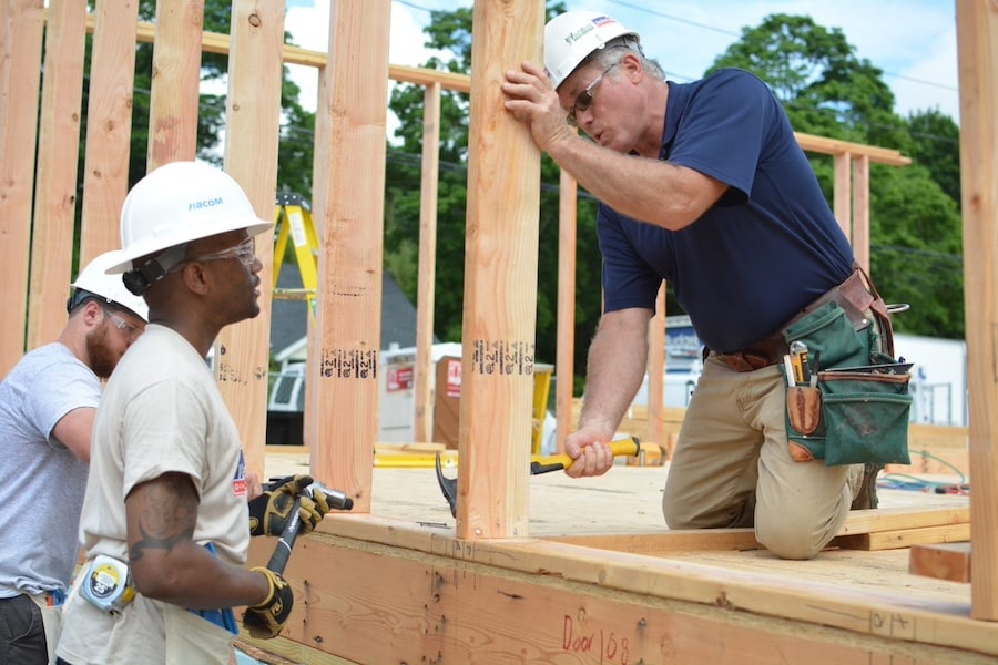 Team of skilled labor working to build Zero Energy Ready Homes.