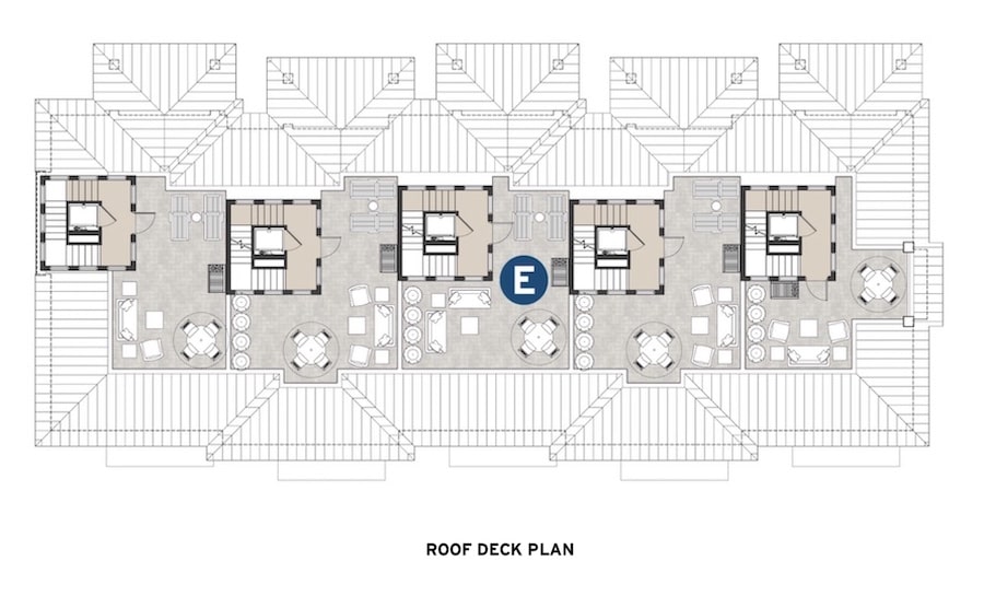 Evans Group design for luxury attached single-family townhomes, roof deck