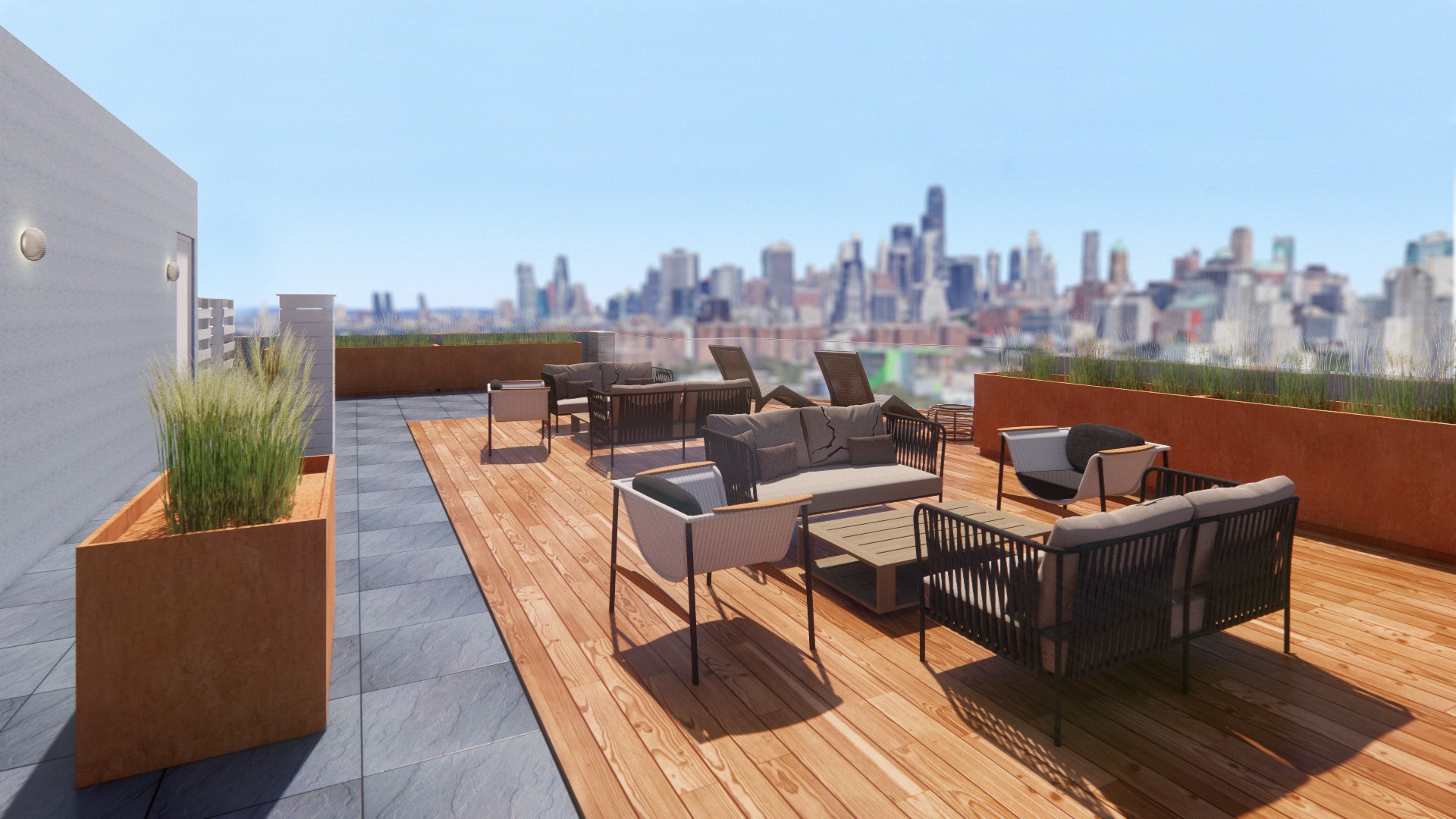 Rendering of roof deck in Timber House