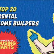 Man in hardhat points to "Top 20 Rental Home Builders"