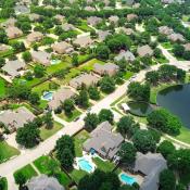 Aerial view of single-family neighborhood