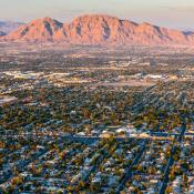 View of Las Vegas homes with mountains in the background