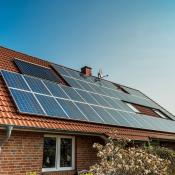 Solar panels on roof of house