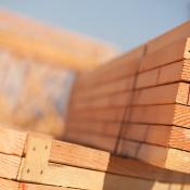 Stacks of lumber in a lumberyard 