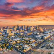 Skyline view of Phoenix during sunset