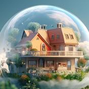 House in bubble property market concept housing market bubble Generative AI