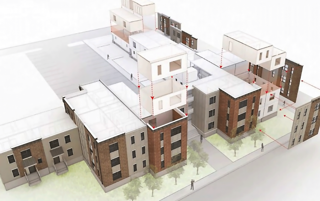 Prefabricated unit modules allowed St. Ambrose Apartments to provide residents with enhanced sound and thermal insulation affordable housing development