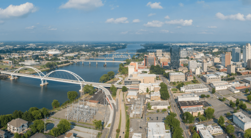Aerial view of Little Rock, Ark., where rental activity saw a sharp increase