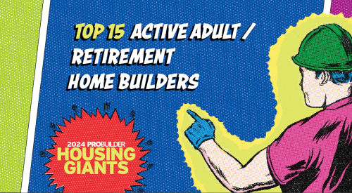 Man in hardhat points to "Top 15 Active-Adult/Retirement Home Builders" 