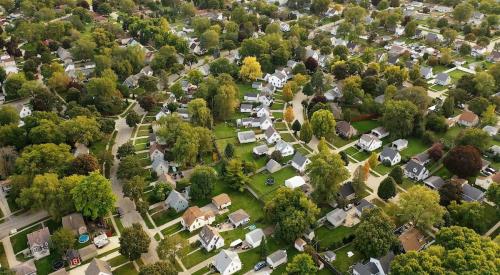 Aerial shot of neighborhood