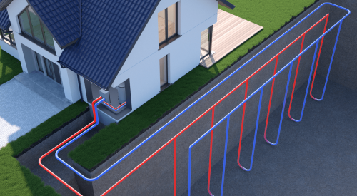 Cutaway view of a home's geothermal system