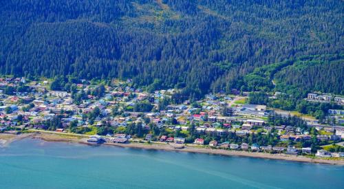 View of Alaskan neighborhood from the water