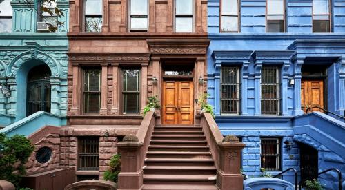 Row of New York City brownstones