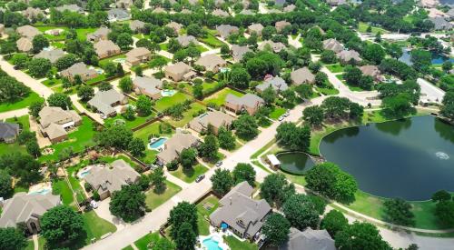 Aerial view of single-family neighborhood