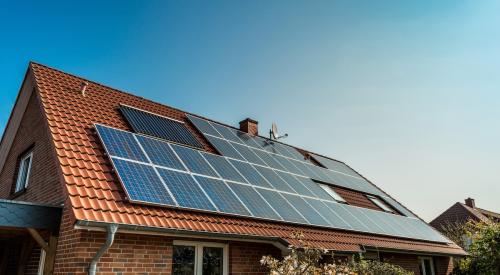 Solar panels on roof of house