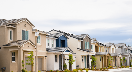 Street of single-family homes for rent