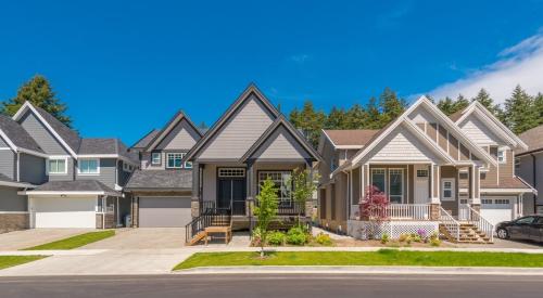 A row of single-family homes