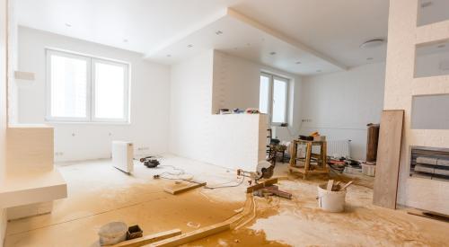 A home's main living area under renovation