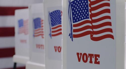 A row of voting booths