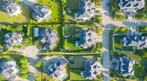 Aerial view of a luxury single-family home community