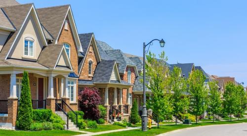 A row of homes in a residential neighborhood