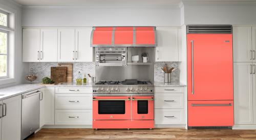 Showcasing its color-matching prowess, BlueStar’s full kitchen appliance suite is now available in a brilliant hue inspired by Pantone’s 2019 Color of the Year, Living Coral. 