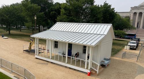 Concept prefab home built on National Mall during 2023 Innovative Housing Showcase