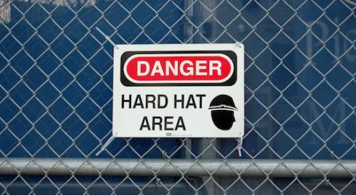 jobsite danger sign for hard hat area