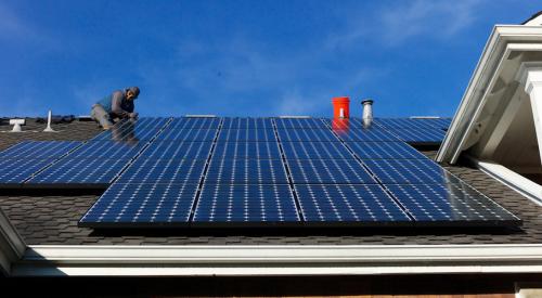 Rooftop solar installation on a new home
