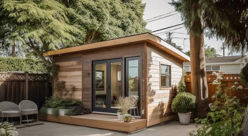 Accessory dwelling unit in residential backyard