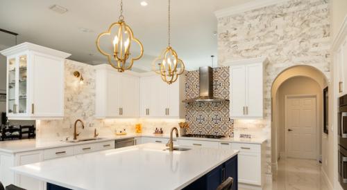 Sleek white modern kitchen in estate home