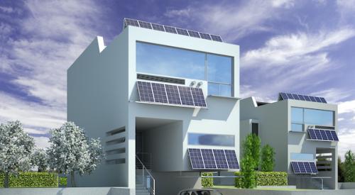 Rendering of a modern home with solar panels