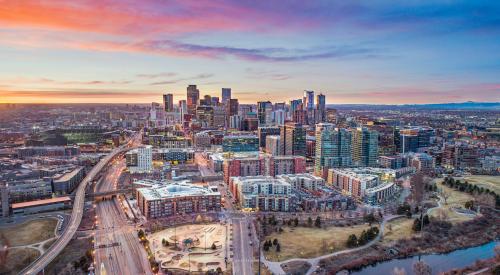 Aerial view of Denver, Colo., skyline