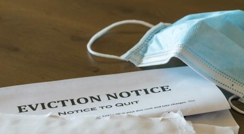 Mask with eviction notice