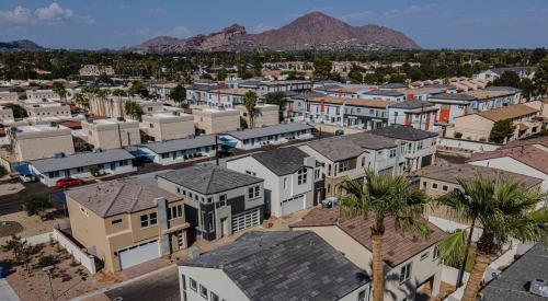 Aerial view of Arcadia Communities' build-to-rent homes in Citrus Court and Square, in Phoenix