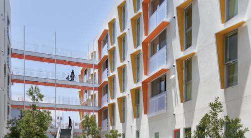 Exterior view of The Arroyo affordable housing in Santa Monica