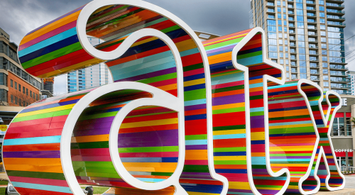 ATX colorful sculpture in downtown Austin, Texas