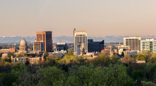 Boise, ID aerial skyline view