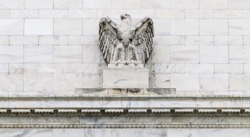 Federal Reserve building exterior with marble eagle