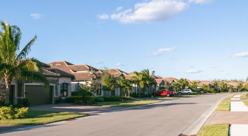 Houses along street in new Florida retirement community